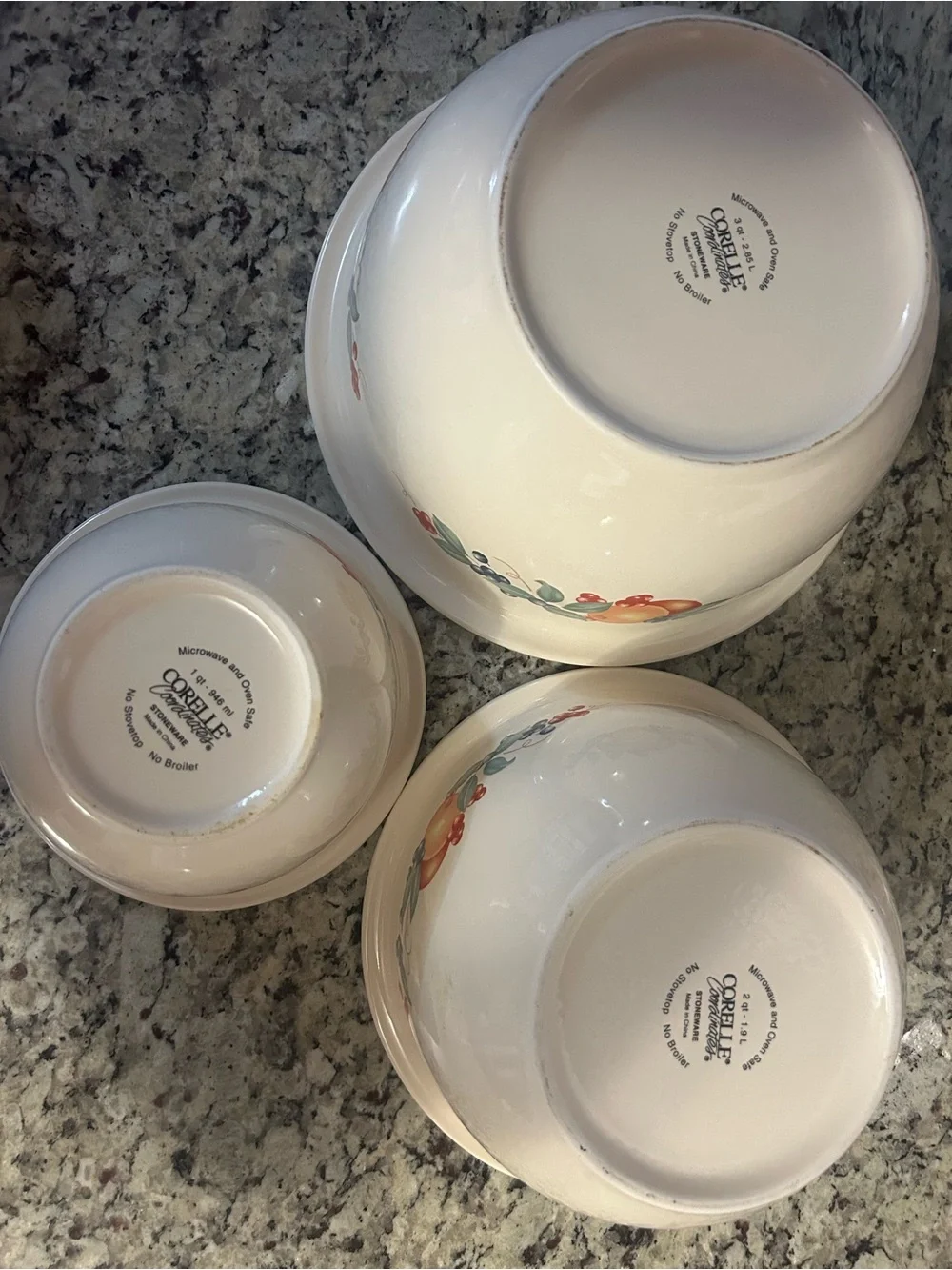 Corelle Abundance nesting, mixing bowls, set of three autumn fall